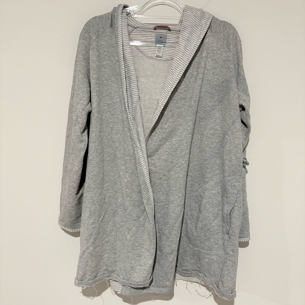 Jane and Bleecker hooded pocket cardigan Gray Knit Top size large‎